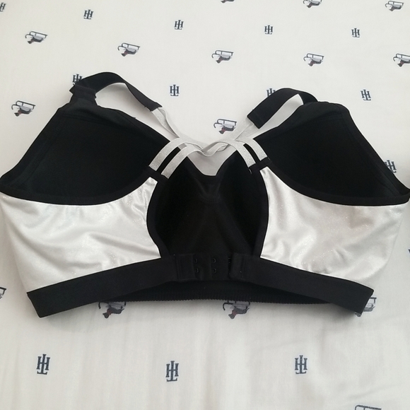 VSX Glitter shimmer strap sport bra sz 34DD black silver - Picture 2 of 4